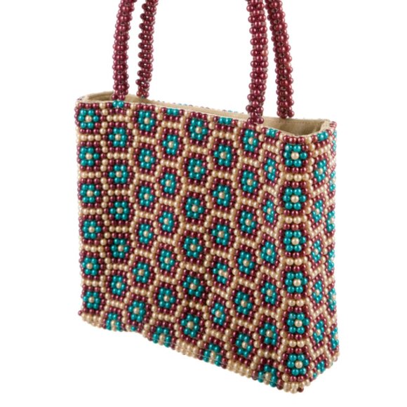 RIXO Handbags - Rixo - Beaded Embellished Satin Handle Bag